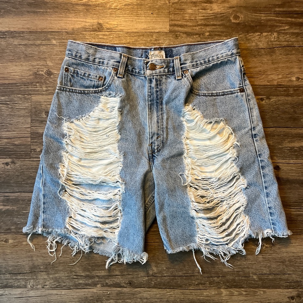 Furst of a Kind Distressed Denim Shorts